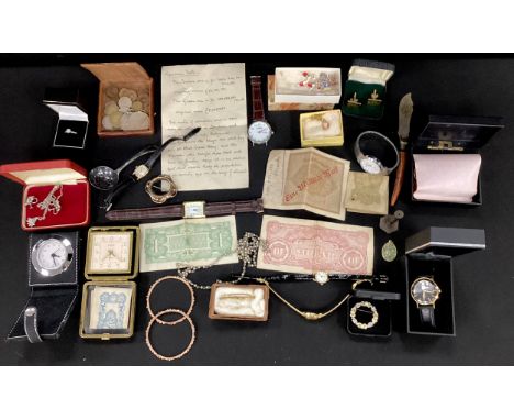 A selection of costume jewellery, watches and other miscellaneous items,the costume jewellery includes brooches, pendant neck