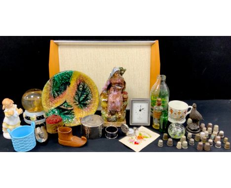 Boxes and objects - Elkington silver framed desk clock, London, 1996, late 18th century figure ‘Widow’ with son, stamped Ra.W