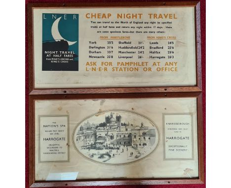 Two LNER Carriage Panels - i) HARROGATE LNER Pencil  sketch advert of the Baths by Henry Gawthorn. 1924. Some stains. In  ori