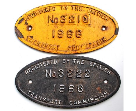 Cast Iron Locomotive Registration Plate Registered by the British Transport Commission No 3210 dated 1966. Ex Yorkshire Engin
