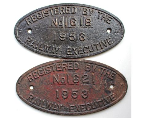 Cast Iron Locomotive Registration Plate Registered by the Railway Executive No 1618 dated 1953. Ex Hunslet Engine 0-4-0ST  wo