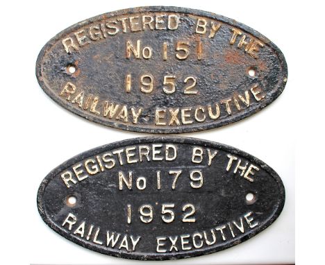 Cast Iron Locomotive Registration Plate Registered by the Railway Executive No 151 dated 1952. Ex Peckett 0-4-0ST OC works nu