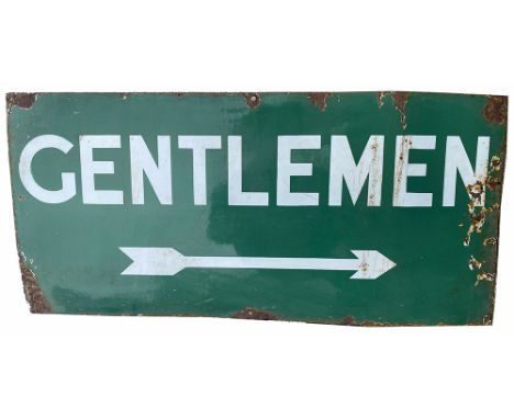 Southern Railway platform sign GENTLEMEN with right facing arrow 36in x 17in.
