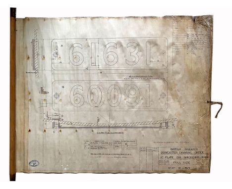 British Railways Doncaster Drawing Office 1948 official diagram titled Full Size Smokebox Numberplates for Classes A4 - W1 - 