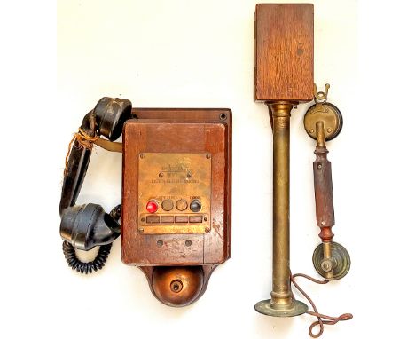 Midland Railway shelf mounted Candlestick Telephone with original handset. Stamped MRCo on rear and also 1918. Together with 