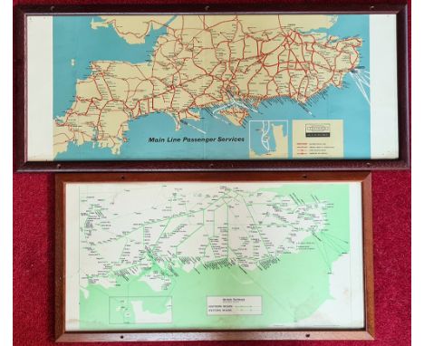 Two BR(S) Carriage Panels. Passenger Services Diagram Map October 1963 in an original style frame &amp; glazed. 20in x 10in. 