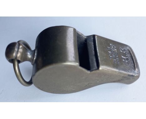 Highland Railway brass Guards Whistle stamped HR on the lip along with The Thunderer Patent. In working order.