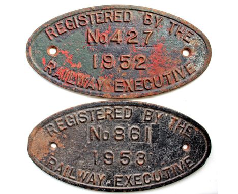 Cast Iron Locomotive Registration Plate Registered by the Railway Executive No 427 dated 1952. Ex Hunslet Engine 0-6-0ST IC w
