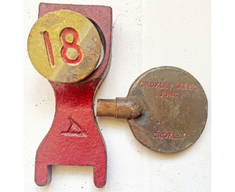 Railway Signalling Co Miniature single line staff with end cut off CROXLEY GREEN JUNC - CROXLEY configuration A. Ex L&amp;NWR