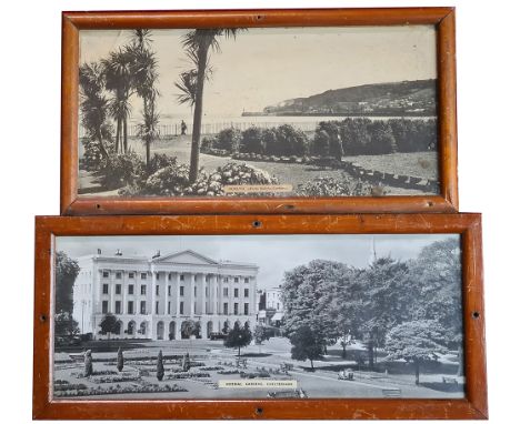Carriage Prints x 2 GWR IMPERIAL GARDENS CHELTENHAM in an original glazed frame 22.5in x 10in and GWR NEWLYN FROM BOLITHO GAR