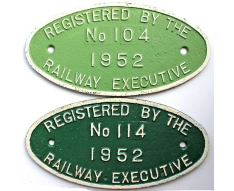 Cast Iron Locomotive Registration Plate Registered by the Railway Executive No 104 dated 1952. Ex Andrew Barclay 0-4-0ST  wor