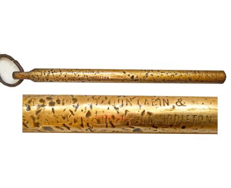 One Engine In Steam solid brass Staff sadly most of the engraved section has been knocked and beaten out but visible is STATI
