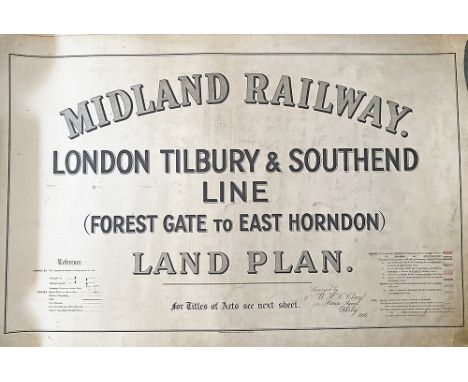 Midland Railway linen Plans of LONDON TILBURY AND SOUTHEND LINES Forest Gate to East Horndon Surveyed by Clay Derby 1916. A q