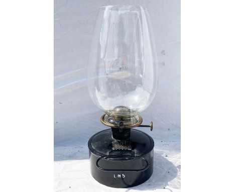 LMS Platform Lamp Interior with brandy glass globe. Measuring 13in tall.