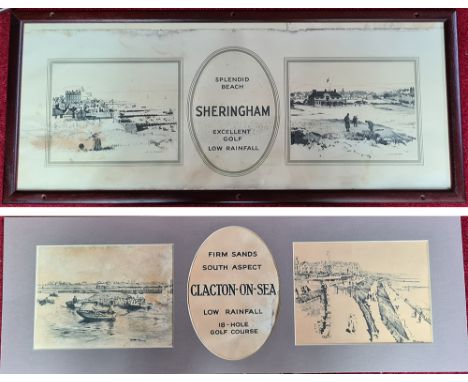 Two LNER Carriage Panels - i) SHERINGHAM LNER Pencil  sketch advert of the golf course &amp; beach by Henry Gawthorn. 1924. S