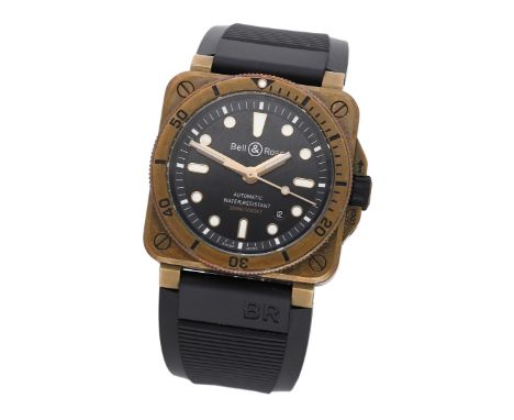Bell & Ross. A limited edition bronze and stainless steel square diver’s watch with date, Ref. BR03-92 Diver, No. 475/999, ci