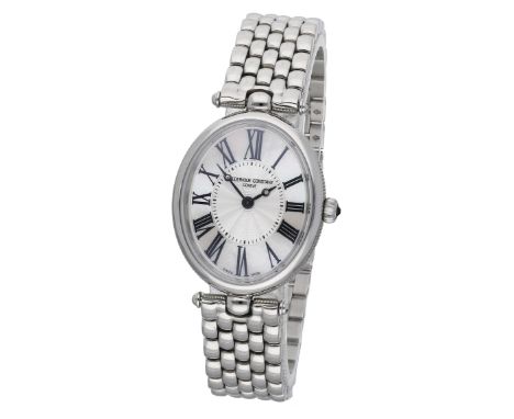 Frederique Constant. A lady’s stainless steel oval bracelet watch, Ref. FC-200, Art Deco, circa 2024. Movement: quartz. Dial: