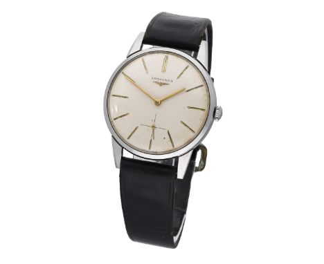 Longines. A stainless steel wristwatch, Ref. 2401, circa 1959. Movement: cal. 30L, manual winding, 17 jewels, no. 11651325. D