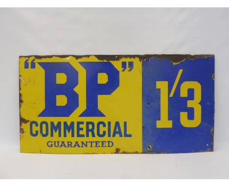 A BP Commercial Guaranteed rectangular enamel sign, 36 x 18". 