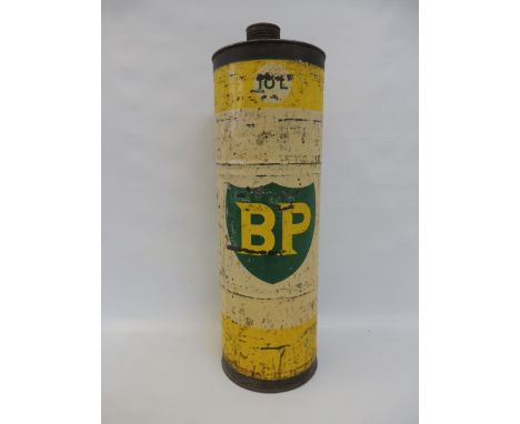 A Continental BP 10 litre cylindrical can, 20 1/2" tall. 