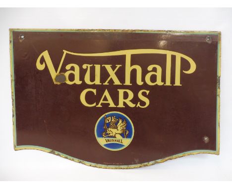 A Vauxhall Cars double sided enamel sign by Franco, in good condition, 30 x 20".