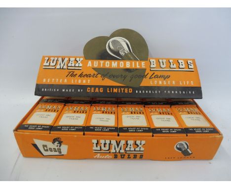 A boxed set of Lumax Automobile Bulbs, dated 1954.