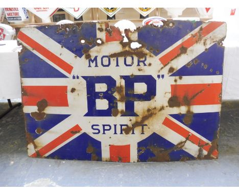 A BP Motor Spirit Union Jack enamel sign, 56 x 36".