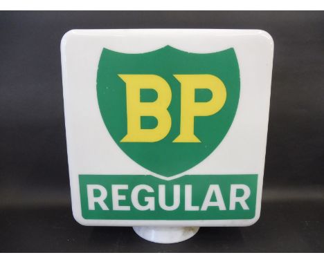 A BP Regular glass petrol pump globe by Webb's Crystal, dated April 1966, damage to one top corner. 