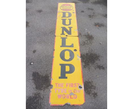 A Dunlop narrow two piece enamel sign, 20 x 103" combined. 
