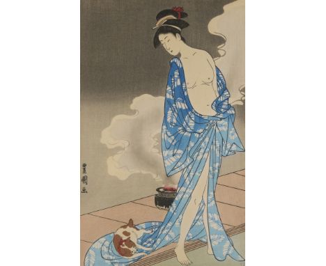Utagawa Toyokuni (Toyokuni I) (Japanese, 1769-1825). 19th century Japanese woodblock print on paper depicting a partially rob
