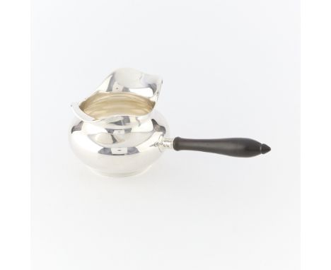 Preisner, United States. Sterling silver brandy warmer with dark wood handle, 20th century. Marked along the underside Preisn