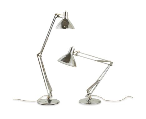 Jacob Jacobsen (Norwegian, 1901-1996) for Luxo ASA, Norway. Pair of L-1 model adjustable task lamps, first designed in 1937. 