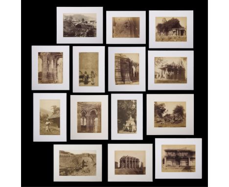 Group of 14 vintage photographs depicting scenes in and around India and Asia.(Sight) height ranges from 8 in to 12 in; width