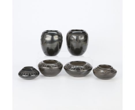 Florence Aguilar Naranjo (San Ildefonso Pueblo, 1921-2018) and Teresita Naranjo (Santa Clara Pueblo, 1919-1999). Set of six b