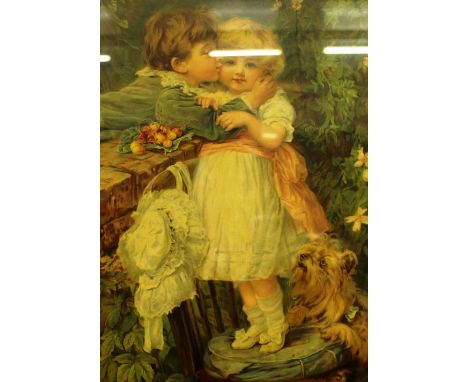 A coloured Pears print depicting two children and a dog