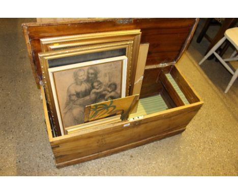 A camphor wood and brass bound trunk 