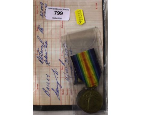 A WW1 pair of medals to 32009 Pvt H W Bailey, R W Surrey regiment 