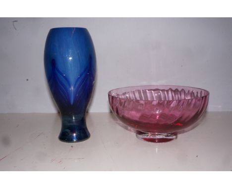 Caithness art glass vase together with a Caithness fruit bowl 