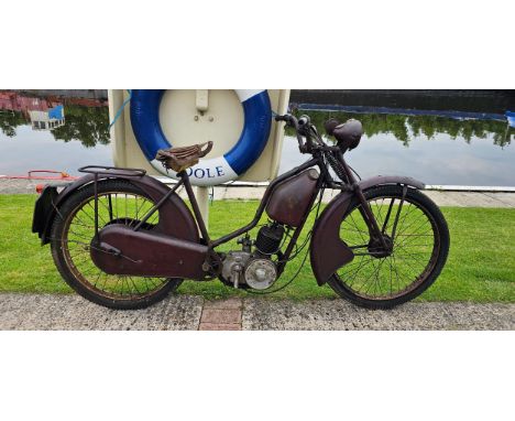 c.1947 New Hudson 98cc Autocycle, project. Registration number RBE 548 not recorded with DVLA (see text). Frame number V4031.