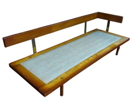 Vintage Harvey Probber Daybed. Mahogany Frame with Backrest and Decorative Brass Fittings. Unsigned Patinated finish From Age