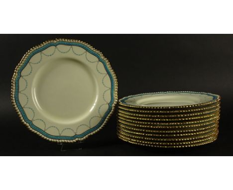 Set of 12 Spode Dinner Plates Pattern Y1193. Signed Spode Copeland China England. Good Condition. Measures 10-1/2 Inches Diam