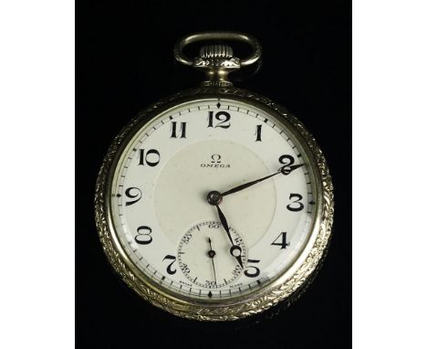 Vintage Omega Model 23 21 Jewel Stainless Steel Pocket Watch. Appears to be running but the gallery does not warranty the run