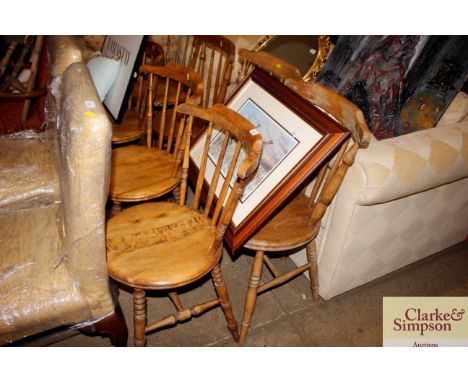 A Harlequin set of eight Ibex type stick back chairs