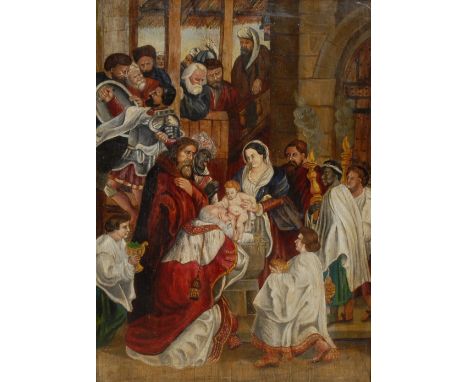 North European School (19th century)The Adoration of the Magioil on panel, 60cm x 44cm 