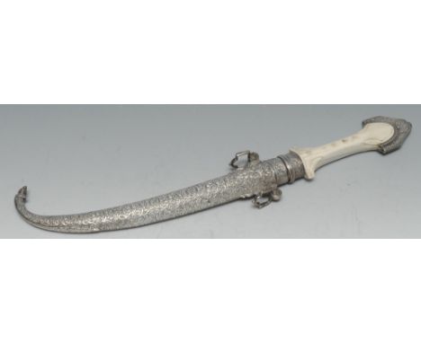 A 19th century silver-mounted jambaya, 24.5cm curved double-edged blade marked Rud. Herald, 328 - 330 7th Avenue, New York, i