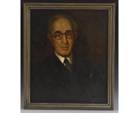 Harold Gresley (1892 - 1967)Portrait of Arthur Barlowsigned, oil on canvas, 60cm x 49cm; accompanied by an archive of ephemer