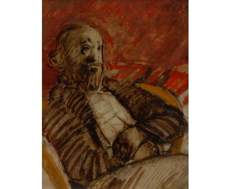 Americo Mazzotta (Italian Modernist, 20th century)Portrait of a Sanguine Gentleman, half-length, reclining on an armchairsign