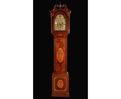 A George III longcase clock, 31cm arched brass dial inscribed Thomas Davies, Northampton, silvered chapter ring with Roman an