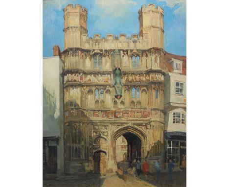 Peter K*fiedChristchurch Gate, Canterbury Cathedralindistinctly signed, oil on canvas, 88cm x 67cm