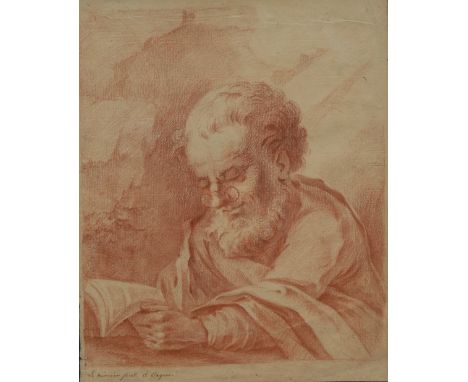 French Old Master (17th/18th century)St. Jerome at Studythe margin inscribed in ink manuscript Le Mercier fecit à Angers, red